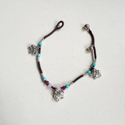 Handmade Tibetan Style Bracelet Nepal Copper Natural Stone Beads Jewelry