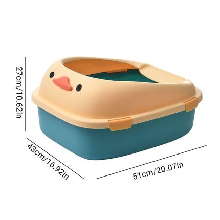 Large Cat Litter Box Semi Enclosed Anti Splash Durable Plastic Open Circulation