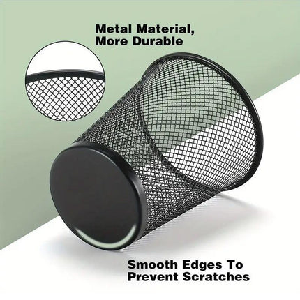 4pcs Round Pen Holder Bucket Desktop Organiser Simple Storage Container Office