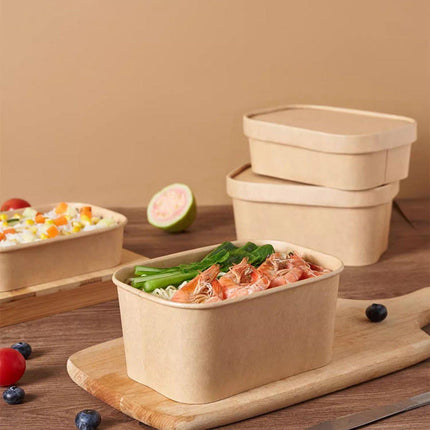 50pcs Kraft Lunch Boxes Picnic Bento Light Lunch Boxes Eco Friendly Containers