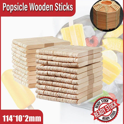 Eco Natural Wooden Craft Sticks Paddle Pop Popsicle Coffee Stirrers Ice Creamau - Aimall