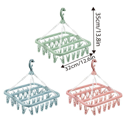 3PCS Multifunctional Plastic Clothes Drying Rack Hanging Rack Sun Rack Clips