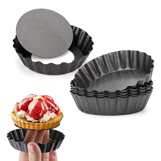 12PCS Mini Detachable Tart Mold Baking Cake Pan Nonstick Bottom Cupcake Molds