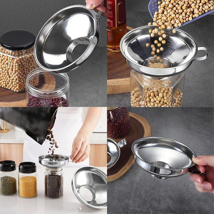 2pcs Stainless Steel Wide Mouth Funnel Large Bore Oil Drain Household Funnel Set