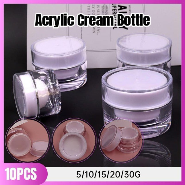 10pcs Clear Acrylic Round Cream Bottle Cosmetic Dispenser Refillable Containers
