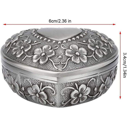 Vintage Heart Shape Jewelry Box Gift Box Metal Trinket Box Storage Organizer