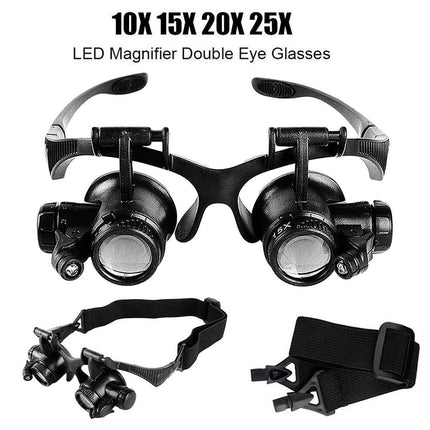 HD Plastic Magnifying Lens Double Glasses With Light For Jewelry Clock Repair