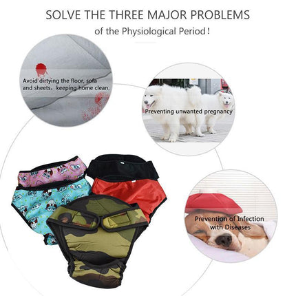 Washable Female Pet Dog Cat Nappy Diaper Physiological Pants Panties Underwear Red - Aimall