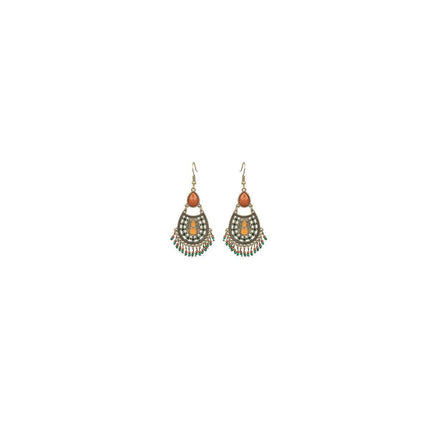 Retro Court Style Geometric Leaf Earrings Elegant Vintage Jewelry for Women Gift