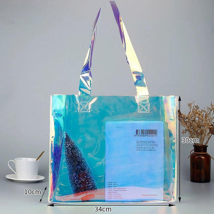 Clear PVC Tote Bag Transparent Laser Jelly Bag Plastic TPU Handbag for Women