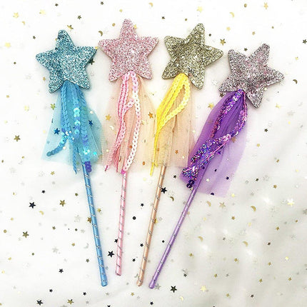 4pcs Sequin Fairy Wand Magic Pentagram Wand for Girls Party Favor Set