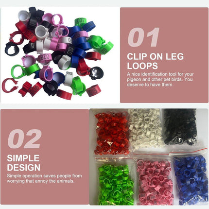 100X 001-100 Digital Numbered Bird Leg Band Rings Clip For Pigeon Parrot Poultry