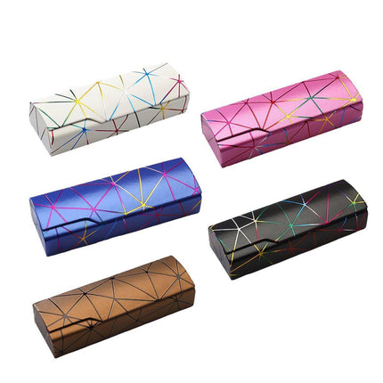 2PCS Lattice Pattern Glasses Case with Snap Closure and Anti-pressure Design