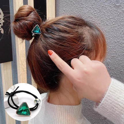 Women Headband Ponytail TriangleDiamond Stretch Hair Rope Multi Colours Concise - Aimall