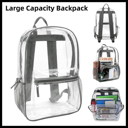 Waterproof Transparent Backpack Double Shoulder Large Capacity School Travel Bag