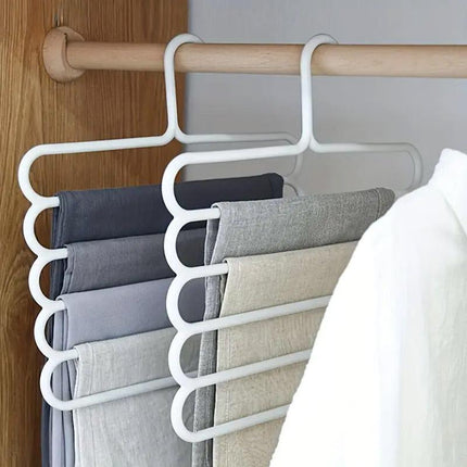 5pcs 5 Tier Trouser Rack Multifunctional Hanging Wardrobe Scarf Tie Hanger Set