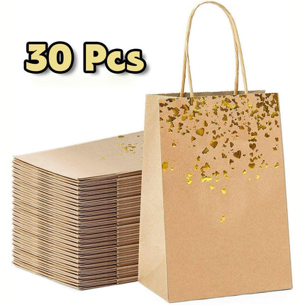 30PCS Kraft Paper Gift Bags Small Love Candy Bags Gold Foil Wedding Party Favors
