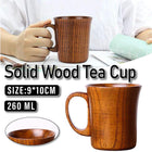 260ml Large Wooden Mug Round Solid Tea Cup Wooden Mugs for Coffee and Tea