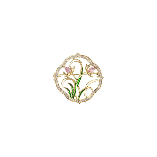 Retro Orchid Brooch Classic Chinese Style Delicate Pin Cheongsam Decoration