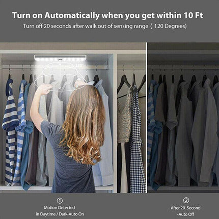 LED Motion Sensor Light PIR Cordless Night Light Closet Stair Battery Powered Cool White - Aimall