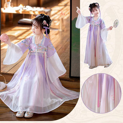 Girs Ancient Chinese Traditional Hanfu Dress Tang Ming Dynasty Costume - Aimall