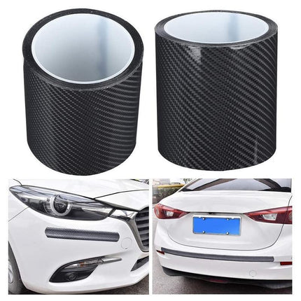 10CM Car Door Sill Protector Edge Sticker Rubber Bumper Guard Strip Carbon Fiber - Aimall
