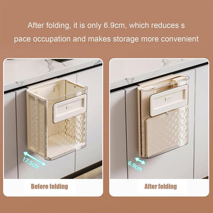 Wall Mounted Folding Wastebasket Space Saving for Kitchen Bathroom Household Use