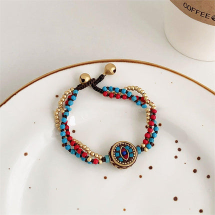 Ethnic Style Handmade Bracelet Color Stone Sky Bead Fashion Round Bead Bracelet