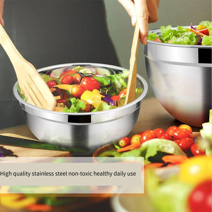 5PCS Stainless Steel Mixing Bowl Set with Black Dust Cover for Cooking Baking