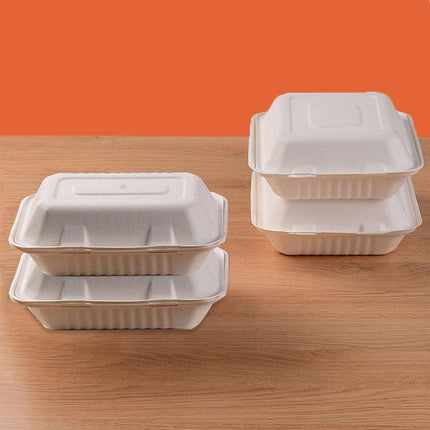 200/250PCS Biodegradable Compostable Ecofriendly Disposable Clamshell Food Box - Aimall