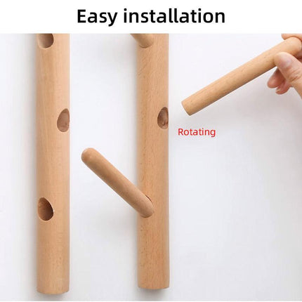 Wooden Wall Mounted Coat Rack Shelf Entryway Organizer with Hooks for Clothes