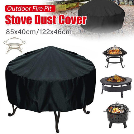 210D Outdoor Round Fire Pit Cover Garden BBQ Grill Bucket Pritector Waterproof - Aimall