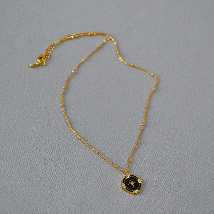Black Polaris Oval Pendant Necklace Simple Court Style Fashion Jewelry Women
