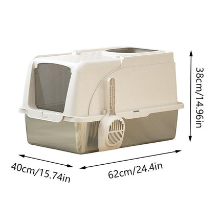Durable Stainless Steel Cat Litter Box Pan Pet Toilet Odor Control Tray Large