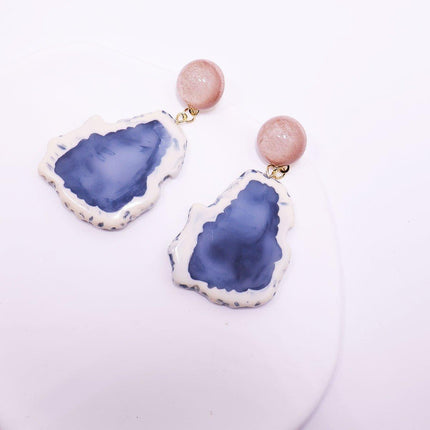 Vintage Art Resin Stud Earrings Colourful Fashion Pink blue Earrings Jewelry Gift
