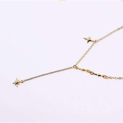 Vintage Star Pendant Octet Clavicle Chain Necklace Elegant Women Accessory
