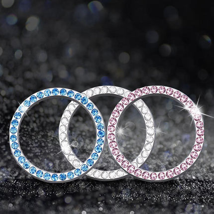 1x Silver Car SUV Decorative Button Start Switch Diamond Ring Auto Accessories - Aimall