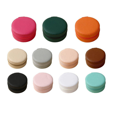 High End Round Jewelry Box Portable Travel Jewelry Storage Organizer Case Holder