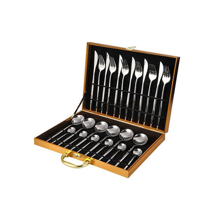 24PCS Stainless Steel Cutlery Set Knife Fork Spoon Set Durable Flatware Dining