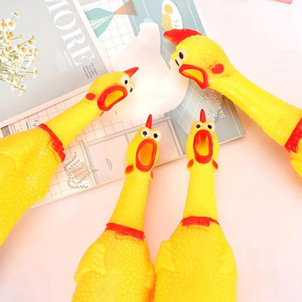 3PCS Squeaky Screaming Chicken Dog Toy Set Rubber Chew Toys for Pets in 3 Sizes