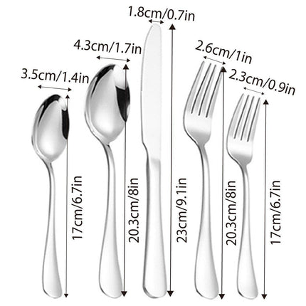 20/40pcs Stainless Steel Cutlery Set Knife Fork Spoon Western Hotel Tableware