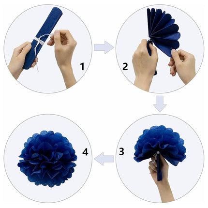 47pcs Blue Birthday Banner Balloon Set Party Decoration Blue Silver Paper Flower