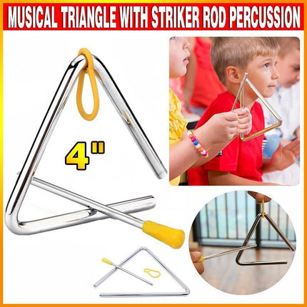 Kids Metal Musical Triangle With Striker Rod Percussion Instrument Toys Gift - Aimall
