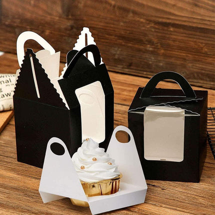 50 Pack Premium Cupcake Boxes with Window Thickened Cardboard Muffin Holders