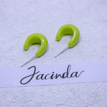Candy Colour Letter C Stud Earrings Minimalist Design Fashion Jewellery Women