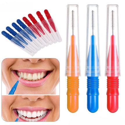 200PCS Interdental Brush Floss Sticks Tooth Floss Head Toothpick Cleaning New Blue - Aimall