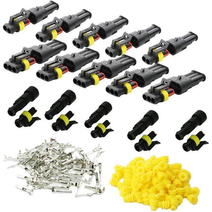 10 Set 2 Pin Waterproof Car Electrical Wire Sealed Connector Plug Cable 12V Kit - Aimall