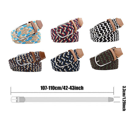Unisex Braided Belt Casual Canvas Belt Adjustable Stretch Belt for Men Women