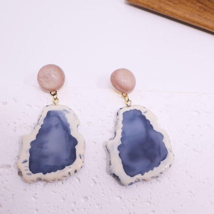 Vintage Art Resin Stud Earrings Colourful Fashion Pink blue Earrings Jewelry Gift