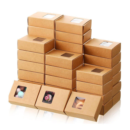 50X Soap Packaging Boxes Paper Box Kraft Window Rectangular